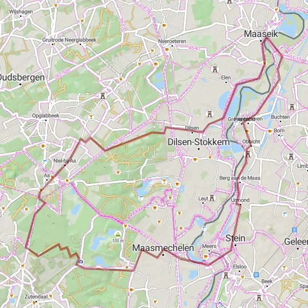 Miniatuurkaart van de fietsinspiratie "Natuurlijk Limburg" in Limburg (NL), Netherlands. Gemaakt door de Tarmacs.app fietsrouteplanner