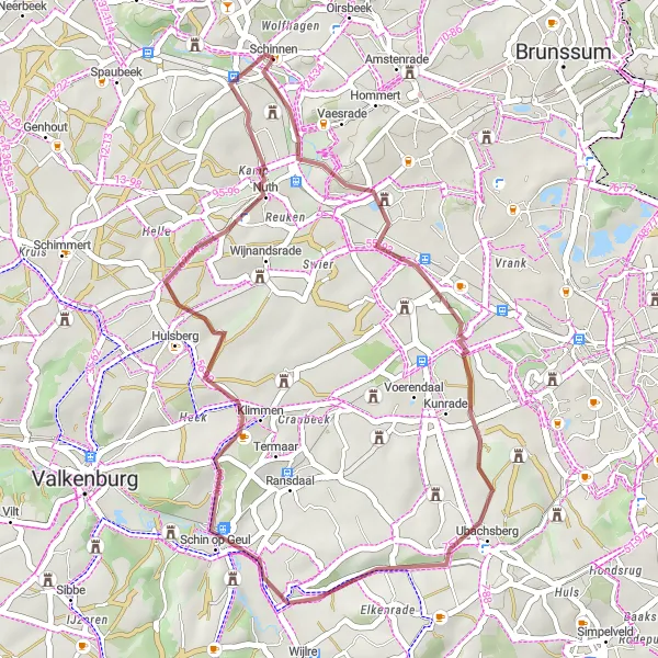 Map miniature of "The Esschen Adventure" cycling inspiration in Limburg (NL), Netherlands. Generated by Tarmacs.app cycling route planner