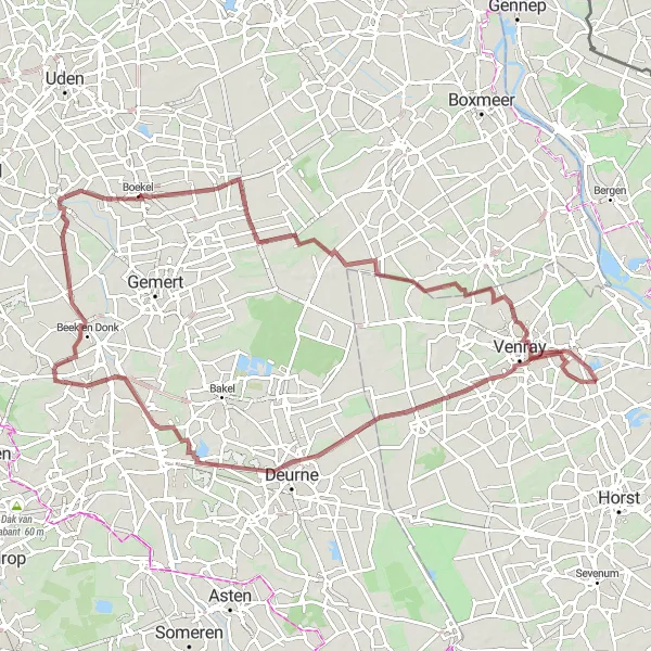 Miniatuurkaart van de fietsinspiratie "Culinaire ontdekkingstocht door Noord-Limburg" in Limburg (NL), Netherlands. Gemaakt door de Tarmacs.app fietsrouteplanner