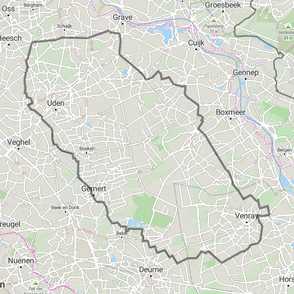 Map miniature of "Limburg's Hidden Gems: Veulen to Oostrum" cycling inspiration in Limburg (NL), Netherlands. Generated by Tarmacs.app cycling route planner
