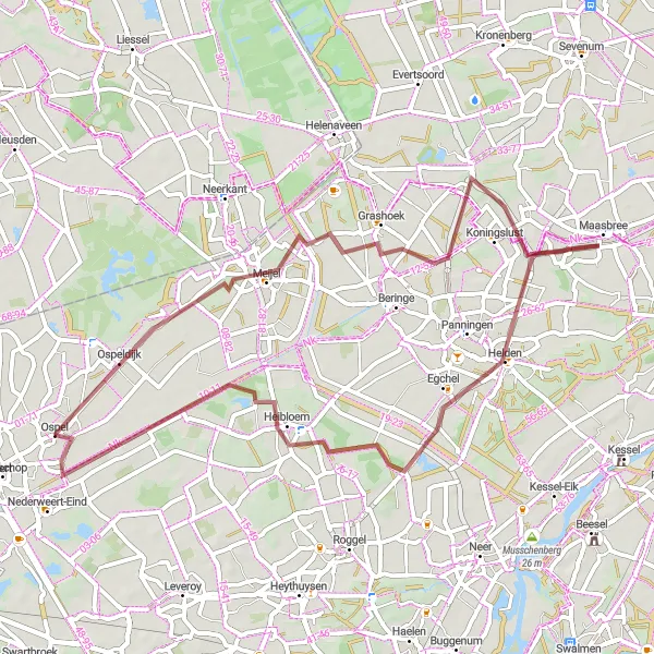 Miniatuurkaart van de fietsinspiratie "Historische route door Meijel en Helden" in Limburg (NL), Netherlands. Gemaakt door de Tarmacs.app fietsrouteplanner