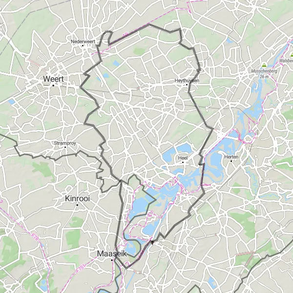 Miniatuurkaart van de fietsinspiratie "Rondrit langs Maas en heide" in Limburg (NL), Netherlands. Gemaakt door de Tarmacs.app fietsrouteplanner