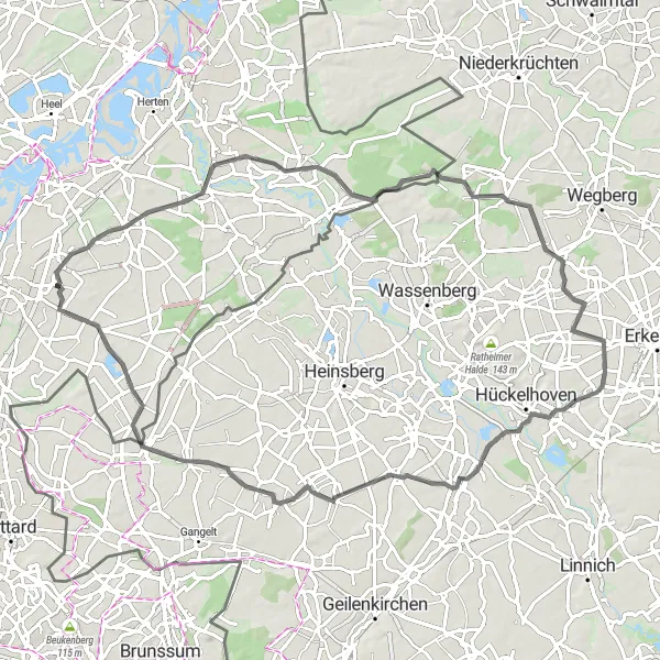 Miniatuurkaart van de fietsinspiratie "Rondje Melick en Arsbeck" in Limburg (NL), Netherlands. Gemaakt door de Tarmacs.app fietsrouteplanner