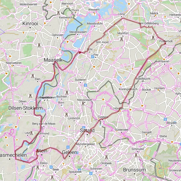 Map miniature of "Off the Beaten Path: Gravel Paradise" cycling inspiration in Limburg (NL), Netherlands. Generated by Tarmacs.app cycling route planner