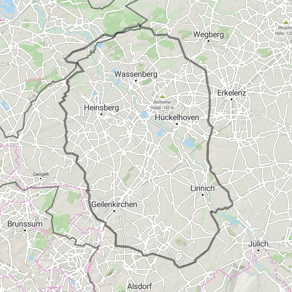 Miniatuurkaart van de fietsinspiratie "Schilderachtige route via Vlodrop, Arsbeck en Tetz" in Limburg (NL), Netherlands. Gemaakt door de Tarmacs.app fietsrouteplanner