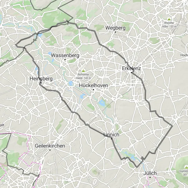 Map miniature of "The Roads Less Traveled" cycling inspiration in Limburg (NL), Netherlands. Generated by Tarmacs.app cycling route planner