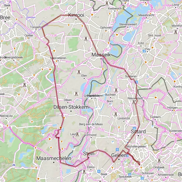 Map miniature of "Limburg Gravel Ride" cycling inspiration in Limburg (NL), Netherlands. Generated by Tarmacs.app cycling route planner