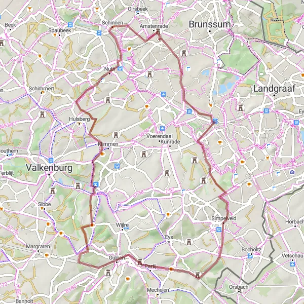 Map miniature of "Limburg Rural Delight" cycling inspiration in Limburg (NL), Netherlands. Generated by Tarmacs.app cycling route planner