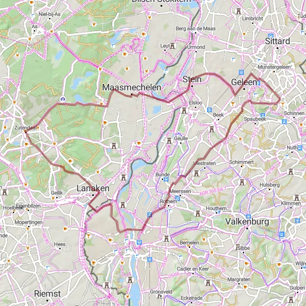 Map miniature of "Scenic Gravel Ride" cycling inspiration in Limburg (NL), Netherlands. Generated by Tarmacs.app cycling route planner
