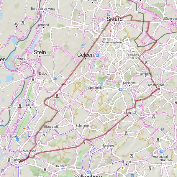 Map miniature of "Rothem to Beukenberg and Amstenrade" cycling inspiration in Limburg (NL), Netherlands. Generated by Tarmacs.app cycling route planner