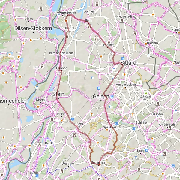 Map miniature of "Scenic Gravel Loop" cycling inspiration in Limburg (NL), Netherlands. Generated by Tarmacs.app cycling route planner