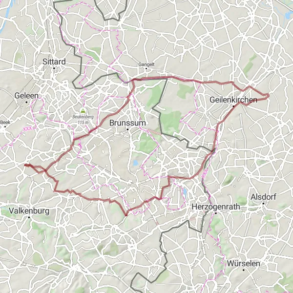 Miniatuurkaart van de fietsinspiratie "Gravelroute langs historische locaties" in Limburg (NL), Netherlands. Gemaakt door de Tarmacs.app fietsrouteplanner