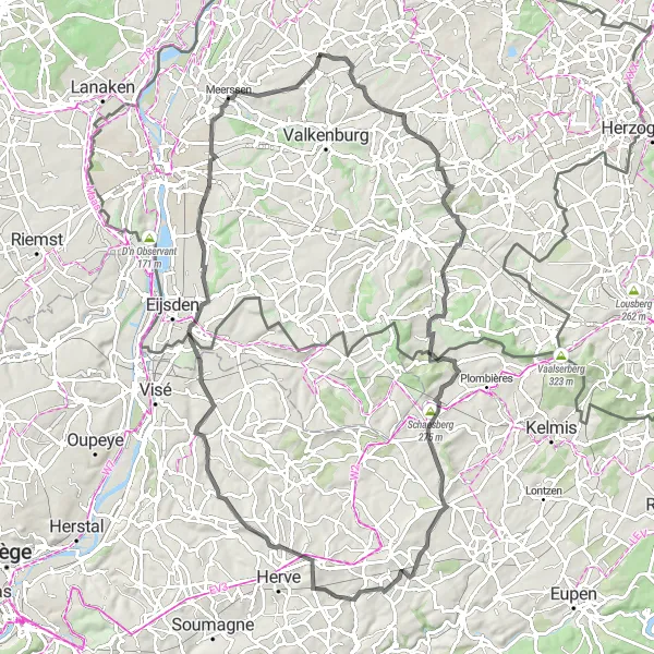 Map miniature of "Round Trip from Schimmert to Termoors (Limburg, NL)" cycling inspiration in Limburg (NL), Netherlands. Generated by Tarmacs.app cycling route planner