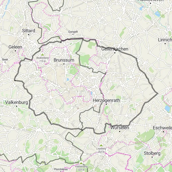 Map miniature of "Explore the Scenic Beauty of Limburg on Two Wheels" cycling inspiration in Limburg (NL), Netherlands. Generated by Tarmacs.app cycling route planner