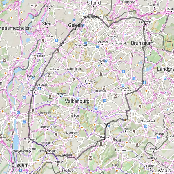 Map miniature of "Scenic Beauty and Hilltops" cycling inspiration in Limburg (NL), Netherlands. Generated by Tarmacs.app cycling route planner