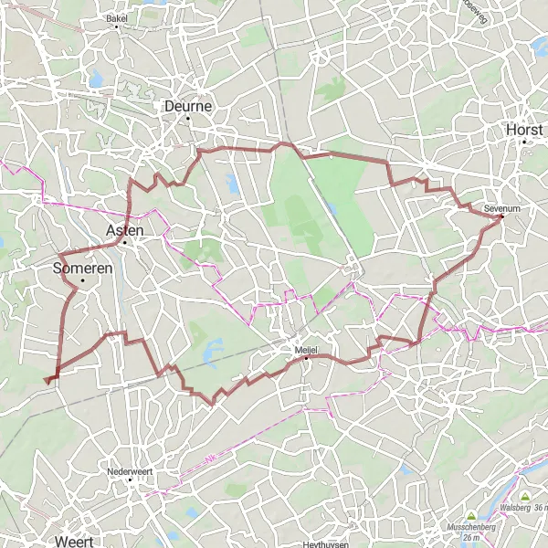 Map miniature of "Gravel Adventure in Groote Peel Nature Reserve" cycling inspiration in Limburg (NL), Netherlands. Generated by Tarmacs.app cycling route planner