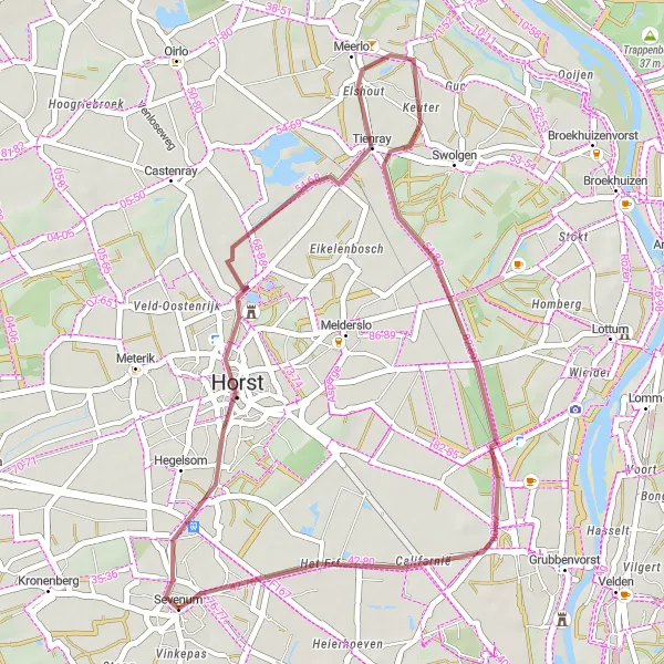 Miniatuurkaart van de fietsinspiratie "Gravelavontuur rond Sevenum" in Limburg (NL), Netherlands. Gemaakt door de Tarmacs.app fietsrouteplanner