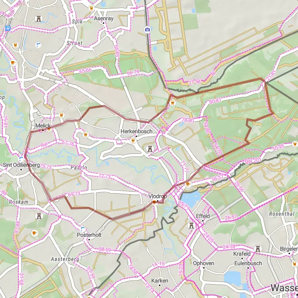 Map miniature of "Vlodrop Gravel Loop" cycling inspiration in Limburg (NL), Netherlands. Generated by Tarmacs.app cycling route planner