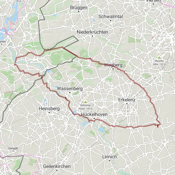 Miniatuurkaart van de fietsinspiratie "Gravelroute rond Sint Odiliënberg en omgeving" in Limburg (NL), Netherlands. Gemaakt door de Tarmacs.app fietsrouteplanner
