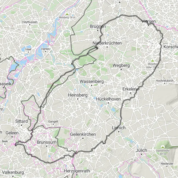 Map miniature of "Explore Limburg's Road Cycling Paradise" cycling inspiration in Limburg (NL), Netherlands. Generated by Tarmacs.app cycling route planner