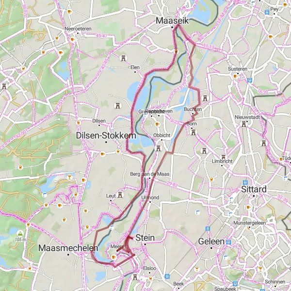 Map miniature of "Gravel Adventure" cycling inspiration in Limburg (NL), Netherlands. Generated by Tarmacs.app cycling route planner