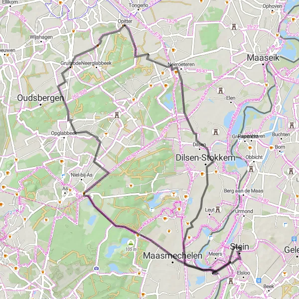 Miniatuurkaart van de fietsinspiratie "Fietsen langs Maasmechelen en Eisden" in Limburg (NL), Netherlands. Gemaakt door de Tarmacs.app fietsrouteplanner