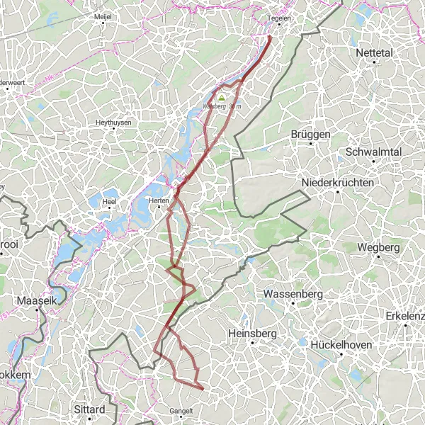Map miniature of "Scenic Gravel Ride in Limburg" cycling inspiration in Limburg (NL), Netherlands. Generated by Tarmacs.app cycling route planner