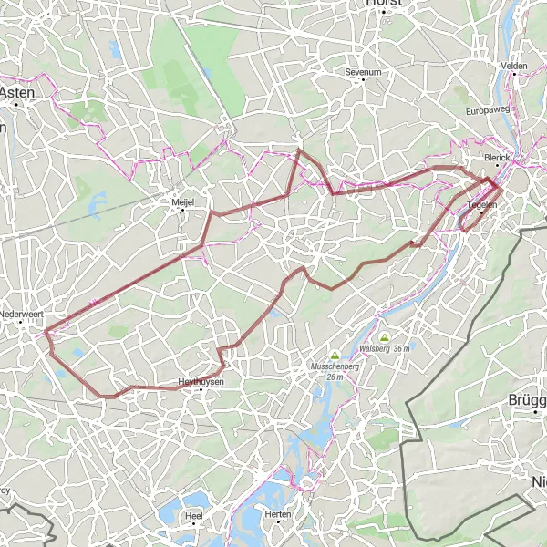 Map miniature of "Gravel Adventure through Limburg" cycling inspiration in Limburg (NL), Netherlands. Generated by Tarmacs.app cycling route planner