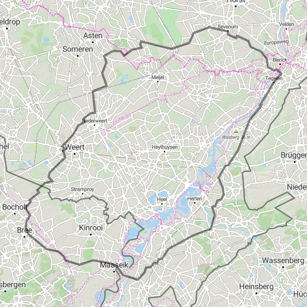 Map miniature of "Epic Road Cycling Experience in Limburg" cycling inspiration in Limburg (NL), Netherlands. Generated by Tarmacs.app cycling route planner