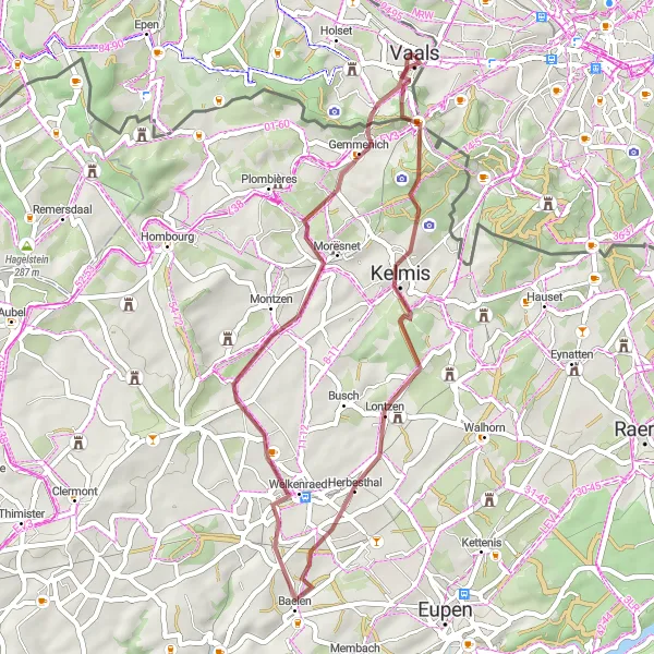 Miniatuurkaart van de fietsinspiratie "Avontuur door Drielandenpunt en Kasteel d'Alensberg" in Limburg (NL), Netherlands. Gemaakt door de Tarmacs.app fietsrouteplanner