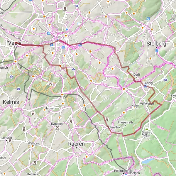 Map miniature of "Gravel Expedition through Limburg" cycling inspiration in Limburg (NL), Netherlands. Generated by Tarmacs.app cycling route planner