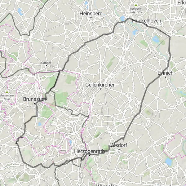 Map miniature of "Ascend the Limburg Hills" cycling inspiration in Limburg (NL), Netherlands. Generated by Tarmacs.app cycling route planner