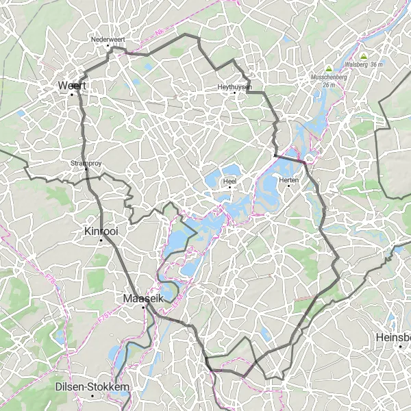 Map miniature of "The Castle Horn Adventure" cycling inspiration in Limburg (NL), Netherlands. Generated by Tarmacs.app cycling route planner