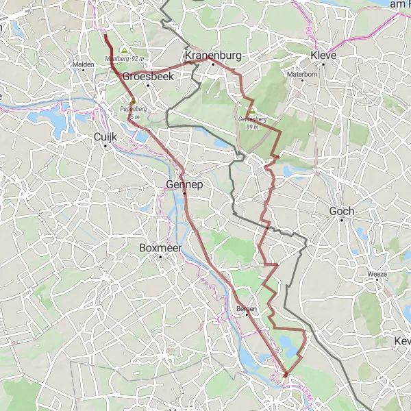 Map miniature of "Uncovering Limburg's Untamed Beauty" cycling inspiration in Limburg (NL), Netherlands. Generated by Tarmacs.app cycling route planner