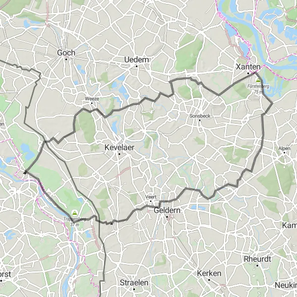 Map miniature of "Cycling Through Limburg's History" cycling inspiration in Limburg (NL), Netherlands. Generated by Tarmacs.app cycling route planner
