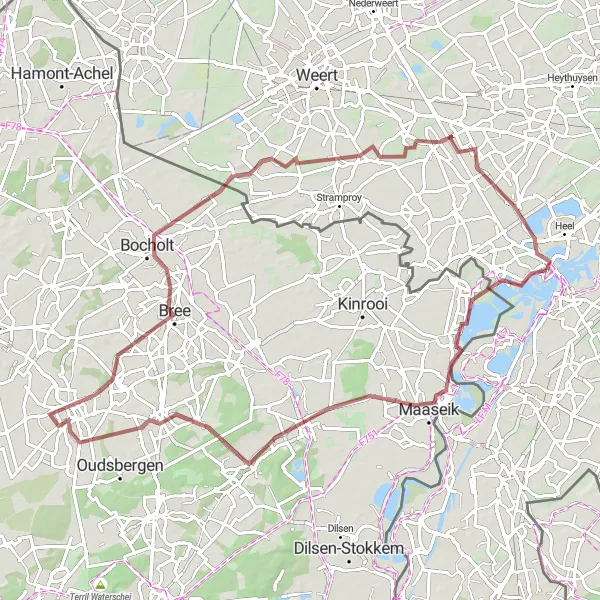 Miniatuurkaart van de fietsinspiratie "81 km grindwegroute door pittoreske dorpjes" in Limburg (NL), Netherlands. Gemaakt door de Tarmacs.app fietsrouteplanner