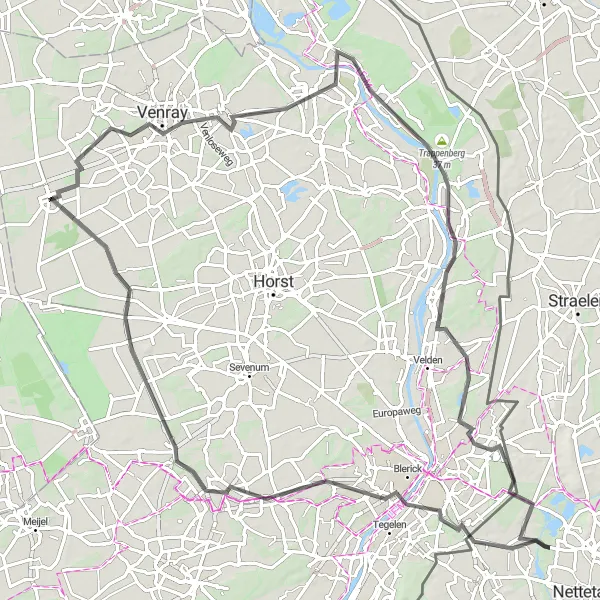 Miniatuurkaart van de fietsinspiratie "Roadtrip rond Arcen en Maasbree" in Limburg (NL), Netherlands. Gemaakt door de Tarmacs.app fietsrouteplanner