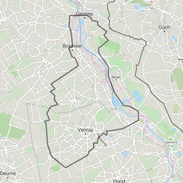 Map miniature of "Gennep Adventure" cycling inspiration in Limburg (NL), Netherlands. Generated by Tarmacs.app cycling route planner