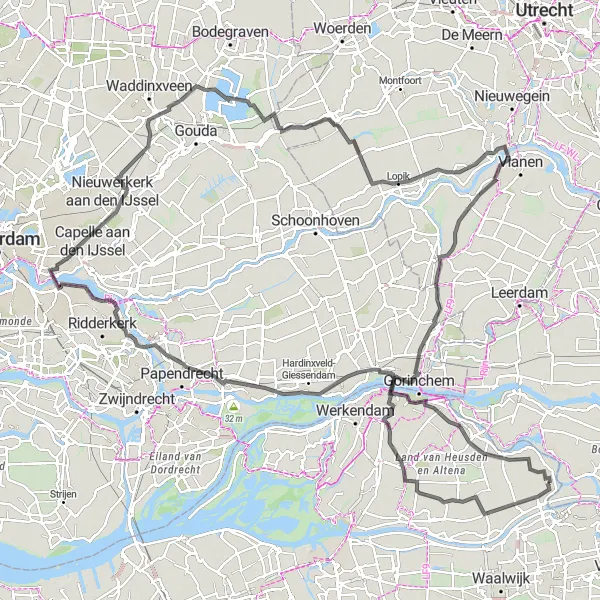 Miniatuurkaart van de fietsinspiratie "Rondrit langs rivieren in Noord-Brabant" in Noord-Brabant, Netherlands. Gemaakt door de Tarmacs.app fietsrouteplanner