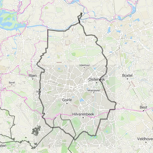 Miniatuurkaart van de fietsinspiratie "Verkenning van de Loonse en Drunense Duinen" in Noord-Brabant, Netherlands. Gemaakt door de Tarmacs.app fietsrouteplanner