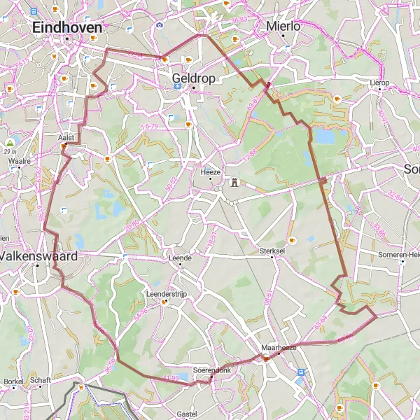 Miniatuurkaart van de fietsinspiratie "Fietsen door Stratum en Maarheeze" in Noord-Brabant, Netherlands. Gemaakt door de Tarmacs.app fietsrouteplanner