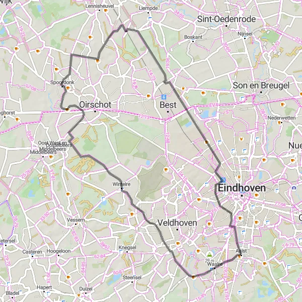 Miniatuurkaart van de fietsinspiratie "Rondje Spoordonk" in Noord-Brabant, Netherlands. Gemaakt door de Tarmacs.app fietsrouteplanner