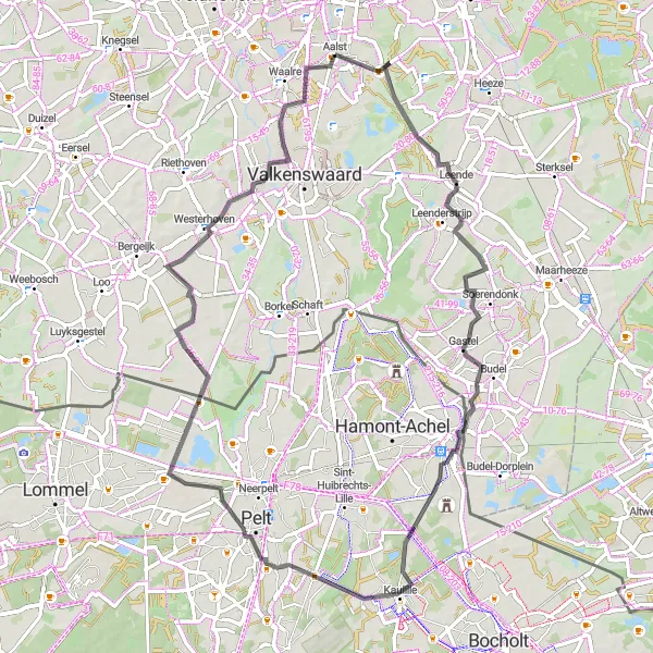 Map miniature of "Aalst Countryside Ride" cycling inspiration in Noord-Brabant, Netherlands. Generated by Tarmacs.app cycling route planner