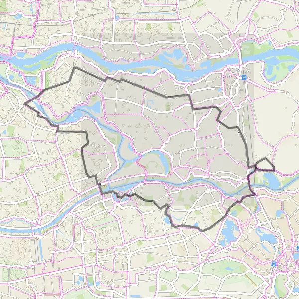 Miniatuurkaart van de fietsinspiratie "Fietsen langs historische kastelen en landhuizen" in Noord-Brabant, Netherlands. Gemaakt door de Tarmacs.app fietsrouteplanner