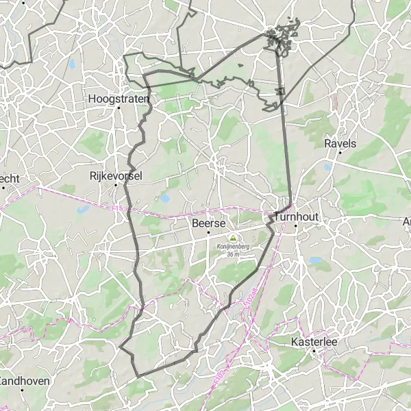 Map miniature of "Baarle and Beyond" cycling inspiration in Noord-Brabant, Netherlands. Generated by Tarmacs.app cycling route planner
