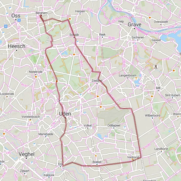 Miniatuurkaart van de fietsinspiratie "Bosrijk Avontuur van Zeeland naar Uden" in Noord-Brabant, Netherlands. Gemaakt door de Tarmacs.app fietsrouteplanner