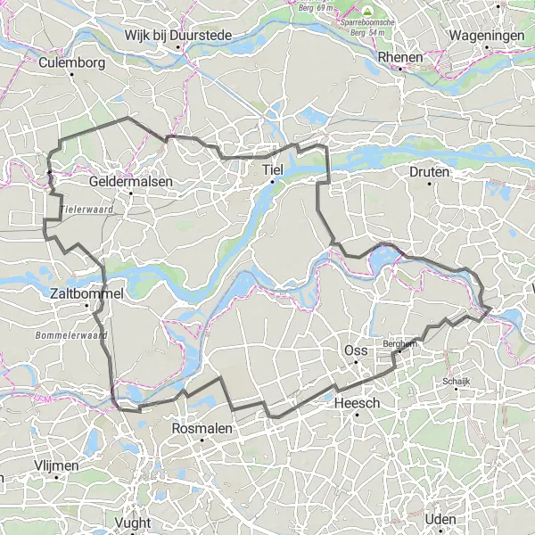 Map miniature of "Majestic River Ride" cycling inspiration in Noord-Brabant, Netherlands. Generated by Tarmacs.app cycling route planner