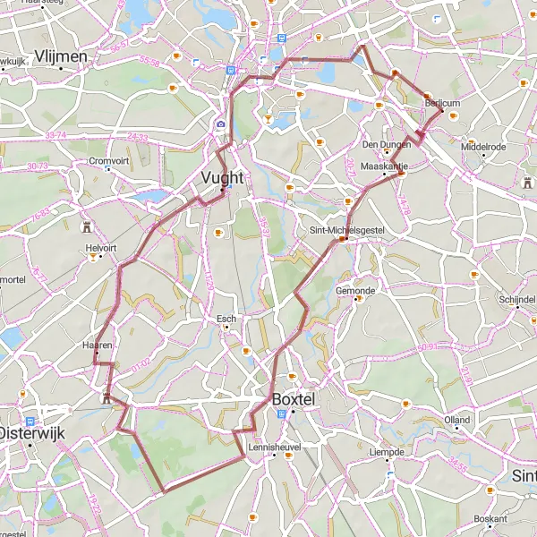 Miniatuurkaart van de fietsinspiratie "Gravelroute Berlicum - Den Dungen - Gever - Woeste Stilte - 's-Hertogenbosch" in Noord-Brabant, Netherlands. Gemaakt door de Tarmacs.app fietsrouteplanner