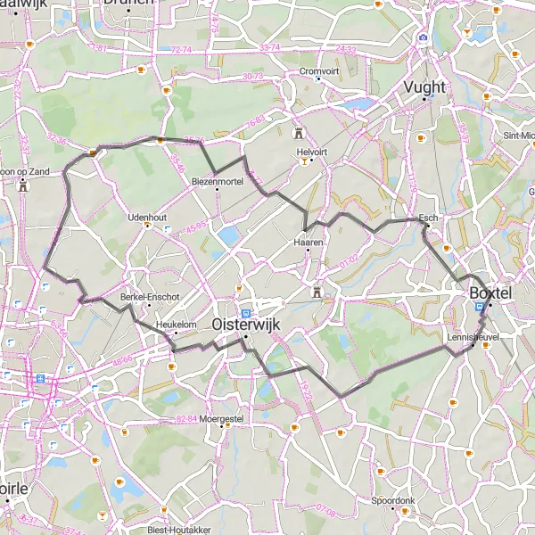 Map miniature of "Lennisheuvel Highlights Ride" cycling inspiration in Noord-Brabant, Netherlands. Generated by Tarmacs.app cycling route planner