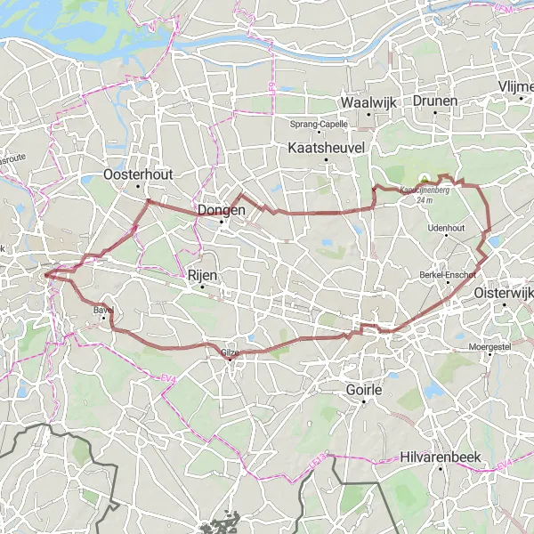 Miniatuurkaart van de fietsinspiratie "Gravel Avontuur rond Breda" in Noord-Brabant, Netherlands. Gemaakt door de Tarmacs.app fietsrouteplanner